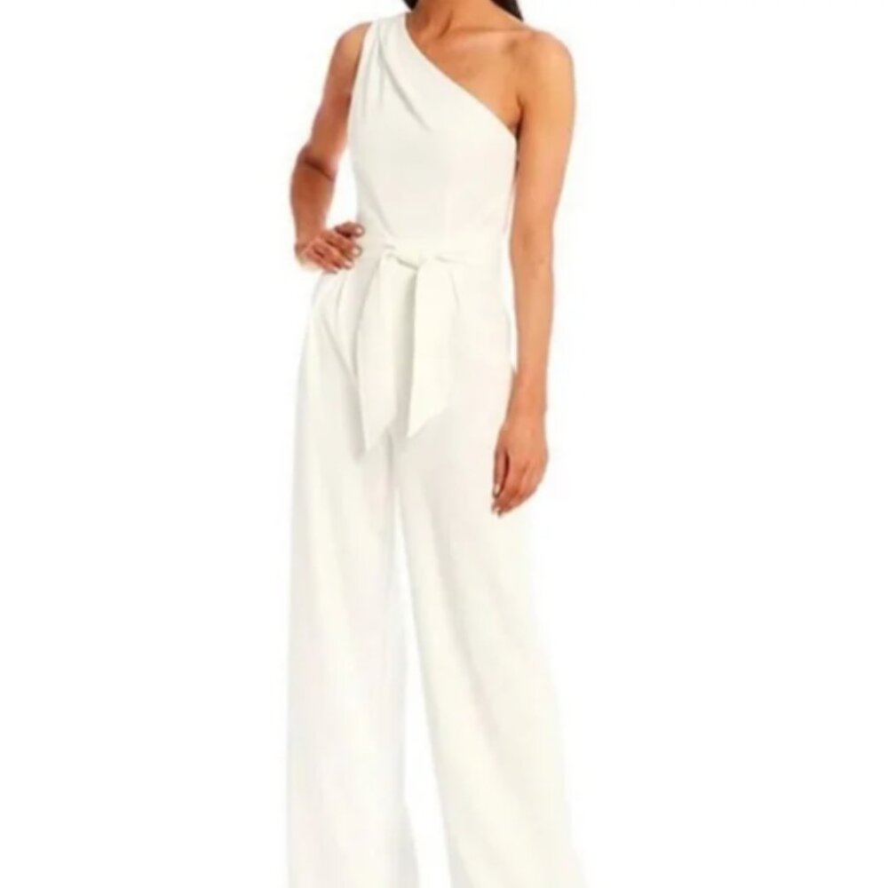 Antonio Melani - Carlos Jumpsuit Off-White One Shoulder Wide Leg Sz. 10